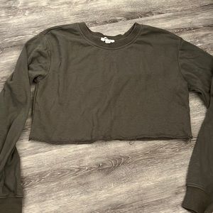 Garage olive green cut off long sleeve